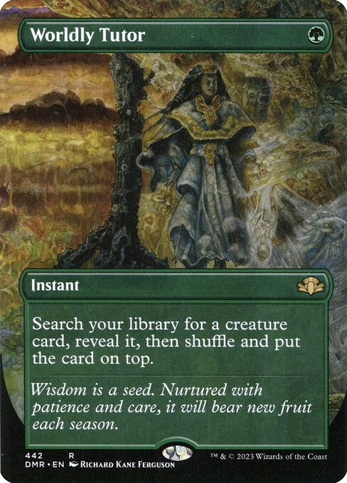 Worldly Tutor (Borderless) - Dominaria Remastered