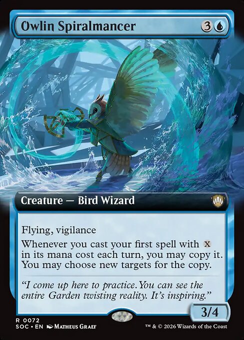 Owlin Spiralmancer (Extended Art) - Commander: Secrets of Strixhaven