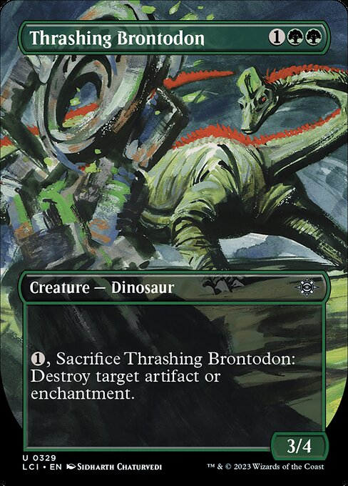 Thrashing Brontodon (Borderless) (Foil) - The Lost Caverns of Ixalan