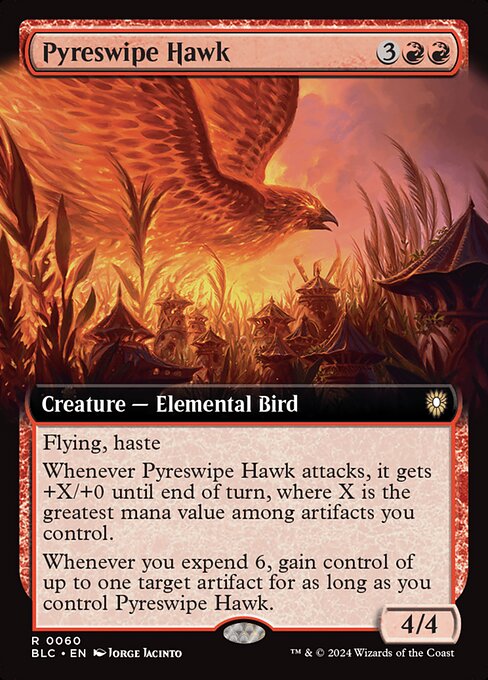 Pyreswipe Hawk (Extended Art) - Commander: Bloomburrow