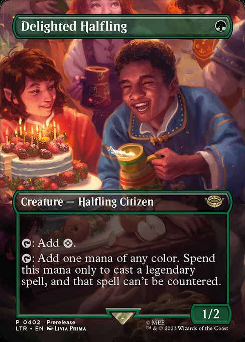 Delighted Halfling (Borderless) (Foil) - Universes Beyond: The Lord of the Rings: Tales of Middle-earth