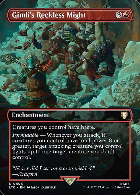 Gimli's Reckless Might (Borderless) - Commander: The Lord of the Rings: Tales of Middle-earth