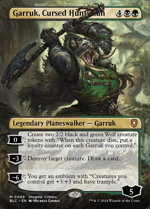 Garruk, Cursed Huntsman (Borderless) - Commander: Bloomburrow