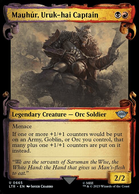 Mauhur, Uruk-hai Captain (Showcase Scrolls) (Foil) - Universes Beyond: The Lord of the Rings: Tales of Middle-earth