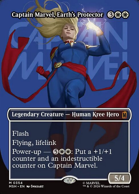 Captain Marvel, Earth's Protector (Borderless) (0354) (Foil) - Marvel Super Heroes