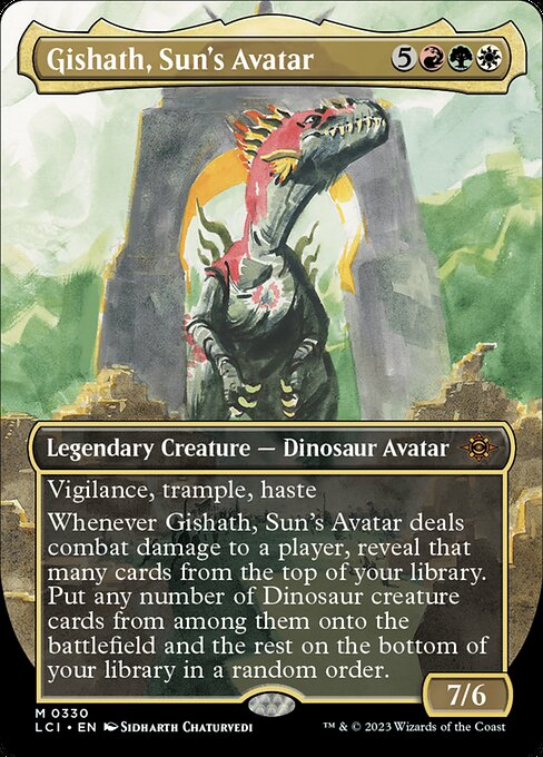 Gishath, Sun's Avatar (Borderless) (Foil) - The Lost Caverns of Ixalan