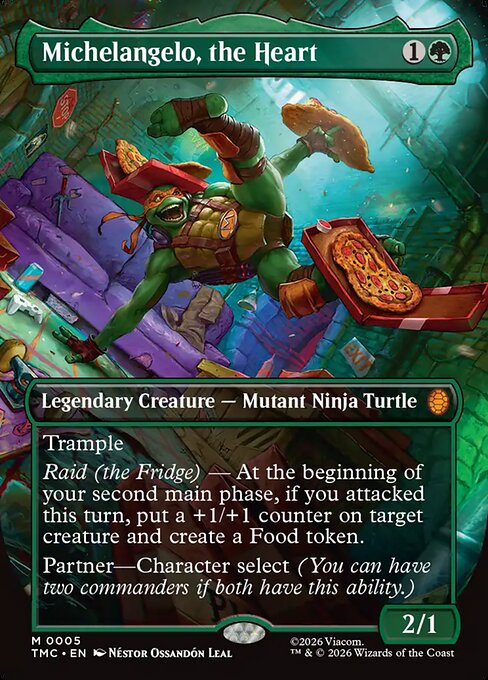 Michelangelo, the Heart (0005) (Borderless) (Foil) - Commander: Teenage Mutant Ninja Turtles