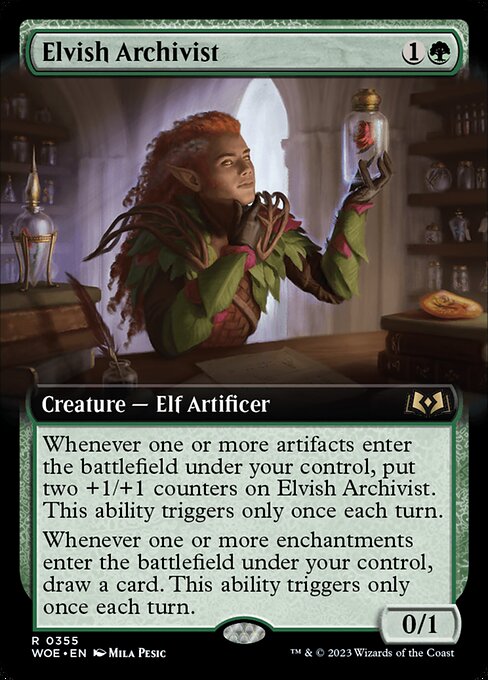 Elvish Archivist (Extended Art) (Foil) - Wilds of Eldraine
